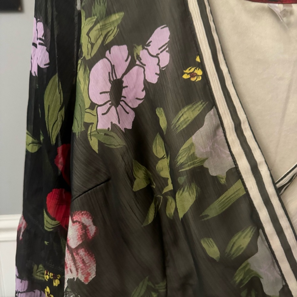 Kaktus Multicolored Mixed Floral Print Bohemian Long Sleeve Maxi Dress Size L - Picture 8 of 14